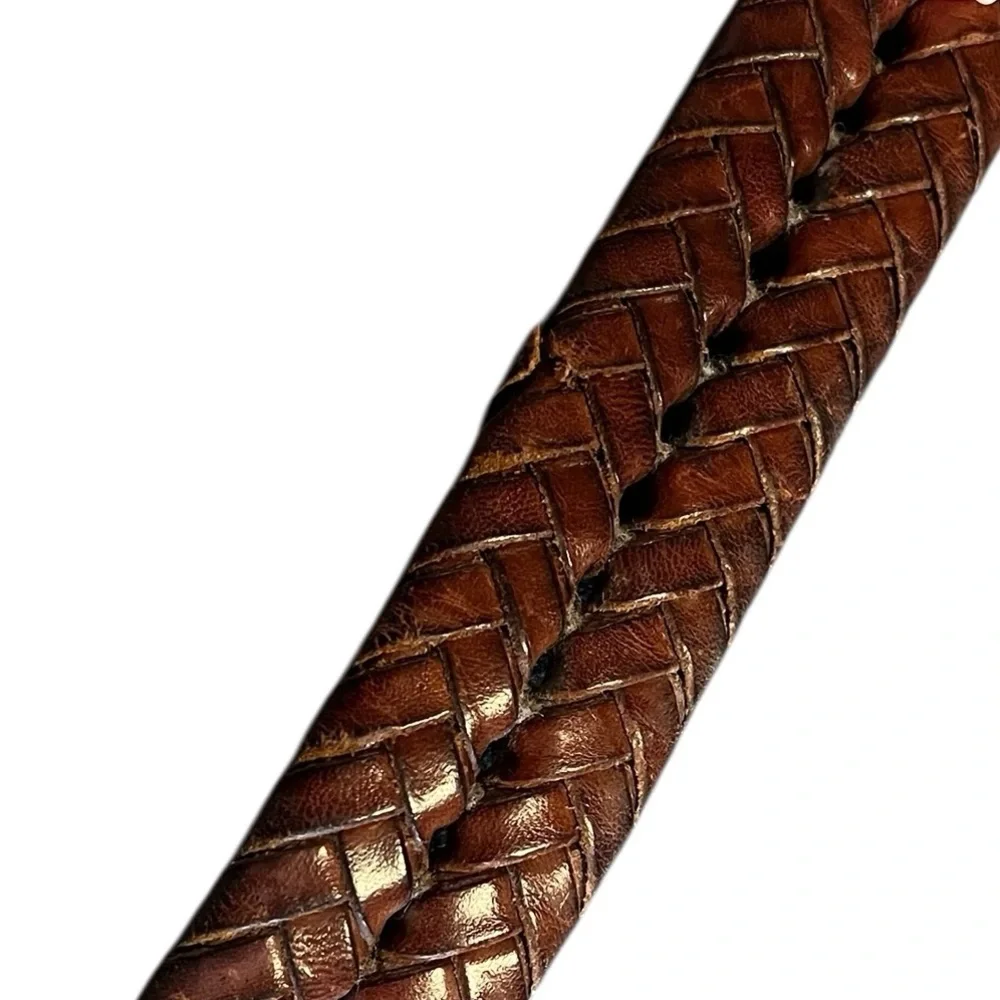 COACH‎ Men's Brown Genuine Leather Braided Belt with Gold Brass Buckle 42in 5922